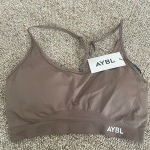 AYBL Essential Seamless V Neck Sports Bra - Brown Oak Size XL